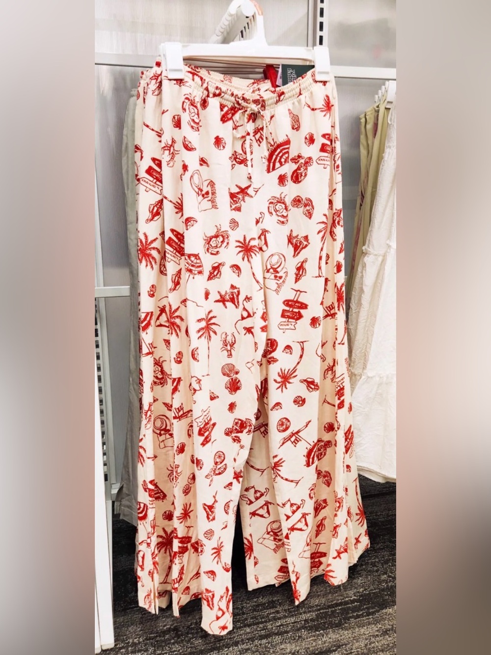 Wild Fable Cream beach pants  with Red prints